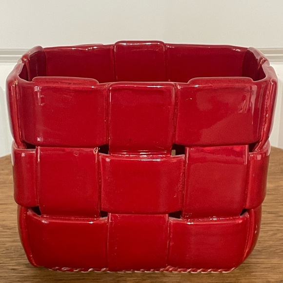 Rare Primo’gi Ceramic Red Weave Decorative Basket. Rectangle. Made In Italy. - Picture 4 of 12